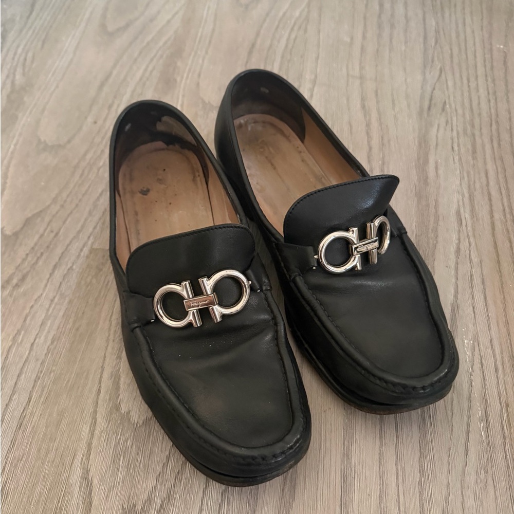 Salvatore Ferragamo Black Loafers with Silver Buckle - Picture 3 of 3